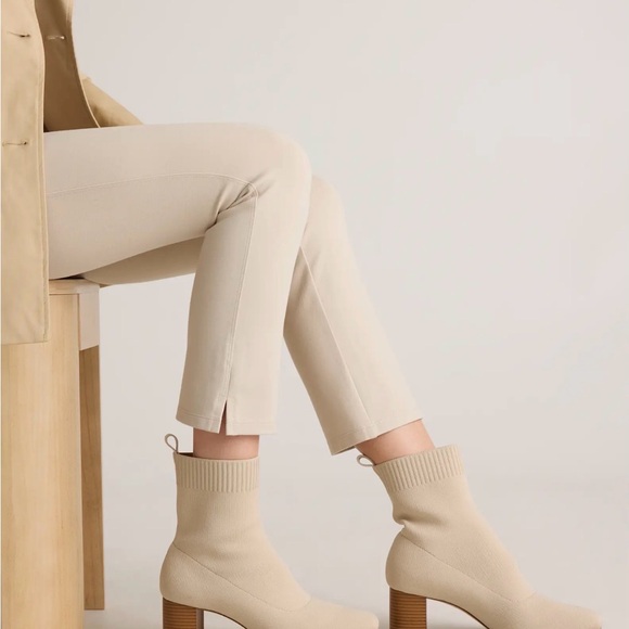 Quince Eco Knit Heeled Bootie in Cream Size 10 - Picture 2 of 9